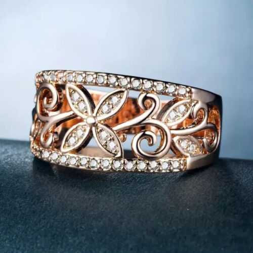 2Ct Round Cut Real Moissanite Wedding Anniversary Band Ring 14K Rose Gold Plated - Picture 4 of 7
