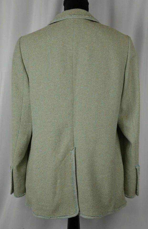 Jaqueta Blazer Rena Lange Tamanho 14 Mescla de Seda Colorida Curaco San 2 Botões Nova Com Etiqueta $2095 - Imagem 4 de 4