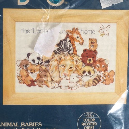 Kit de punto de cruz contado Jiffy animales bebés diseñado por Ruth J. Morehead 7"x5" - Imagen 2 de 5