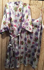 New Silky Long Robe  Night Gown Set   XL   1X    Free Shipping 