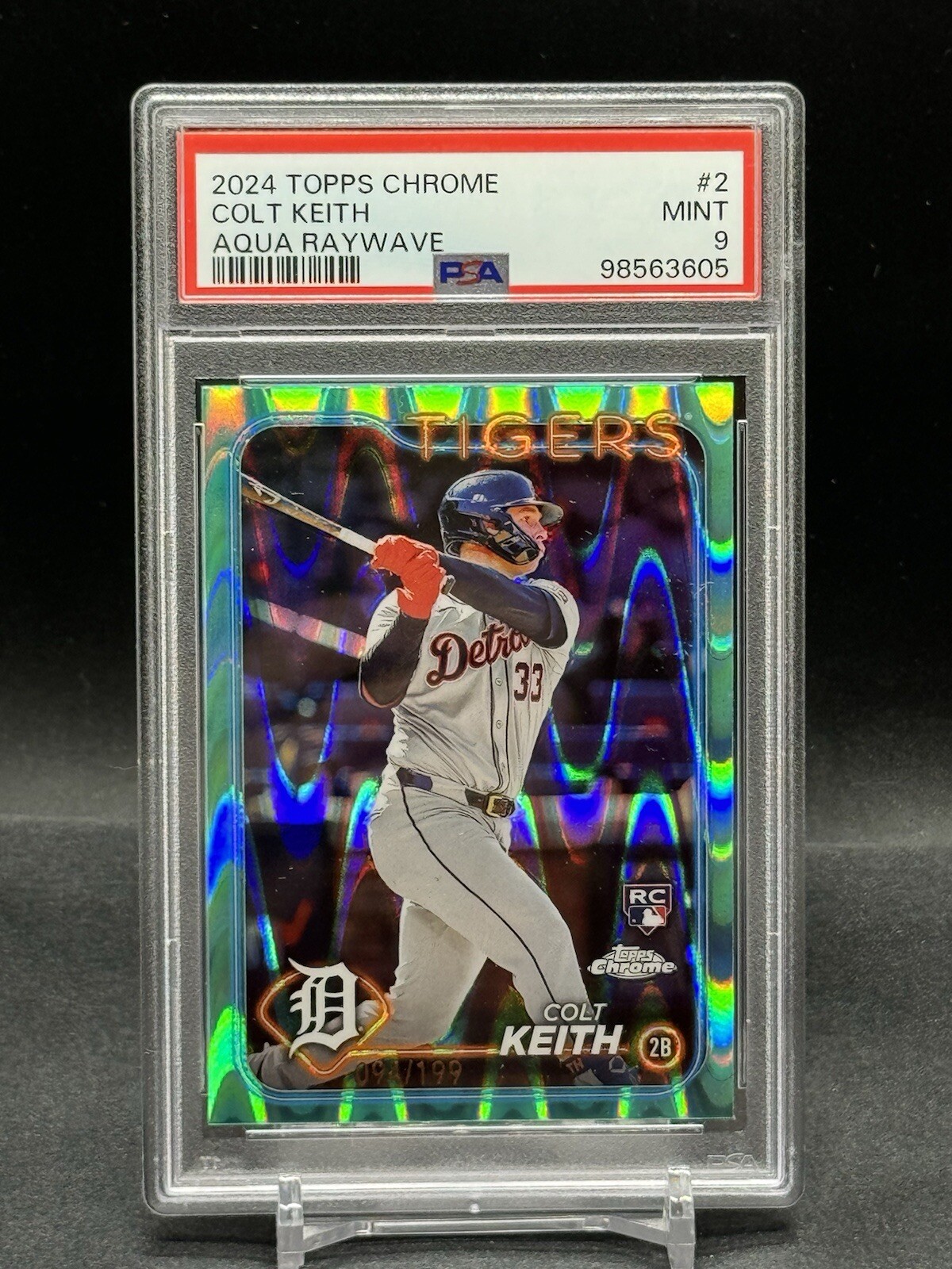 2024 TOPPS CHROME COLT KEITH RC AQUA LAVA REFRACTOR /199 - TIGERS #2 - PSA 10