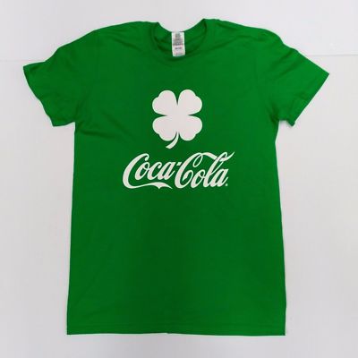 Coca-Cola Green St Patrick's Day 4 Leaf Clover Shamrock T-shirt Tee Size Small