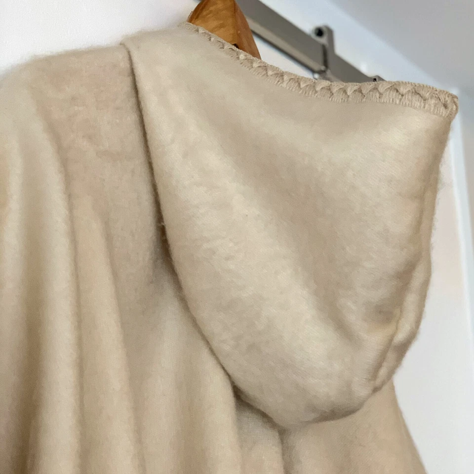 ALPACA Wool Bohemian Wrap Hooded Open Poncho Cape Shawl Blanket Unisex Handmade - Image 3 of 4