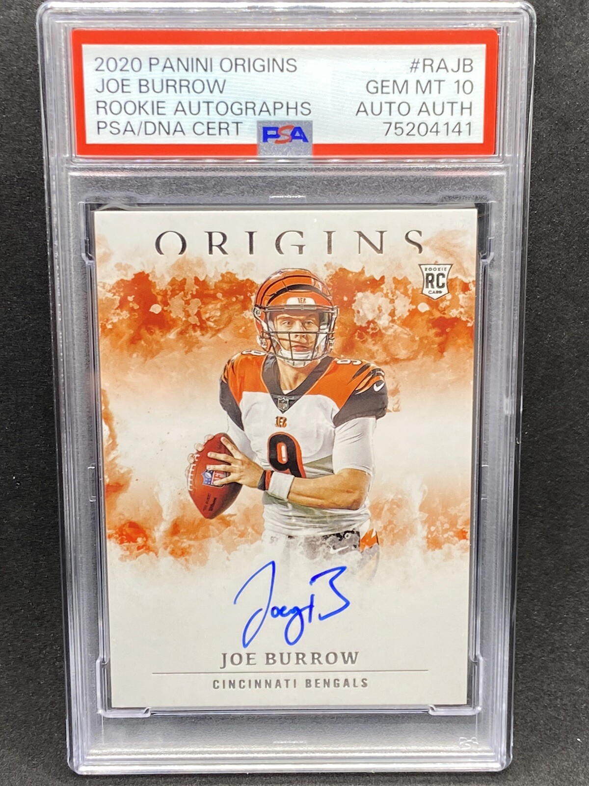 JOE BURROW 2020 PANINI ORIGINS ROOKIE RC ON CARD AUTOGRAPH PSA 10
