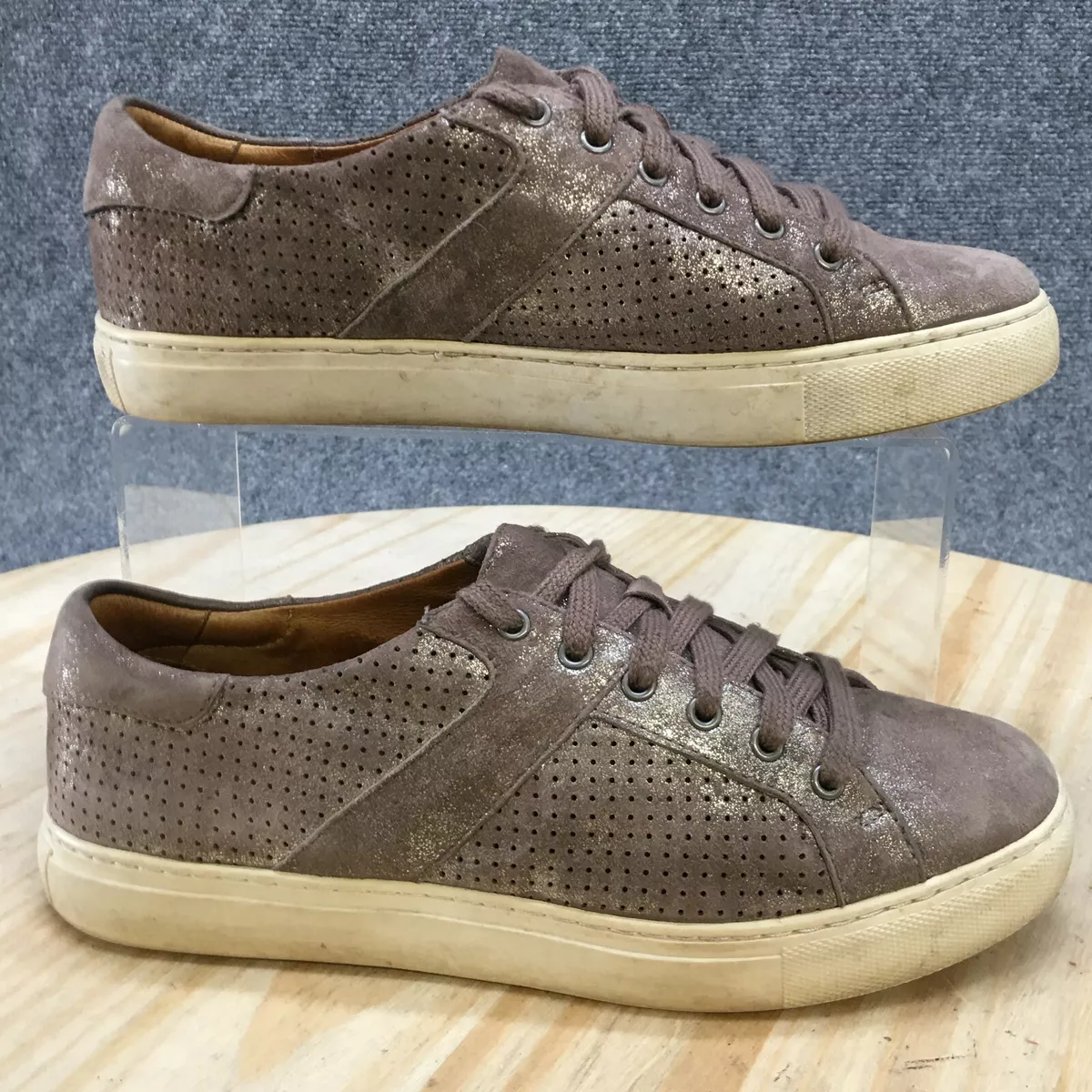 Trask Shoes Womens 6.5 M Lindsey Casual Sneakers Brown Suede Metallic 36 1278