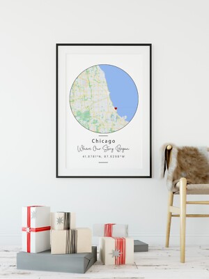 Anniversary Map Gift Where it all began Custom Star Map Custom Map Print