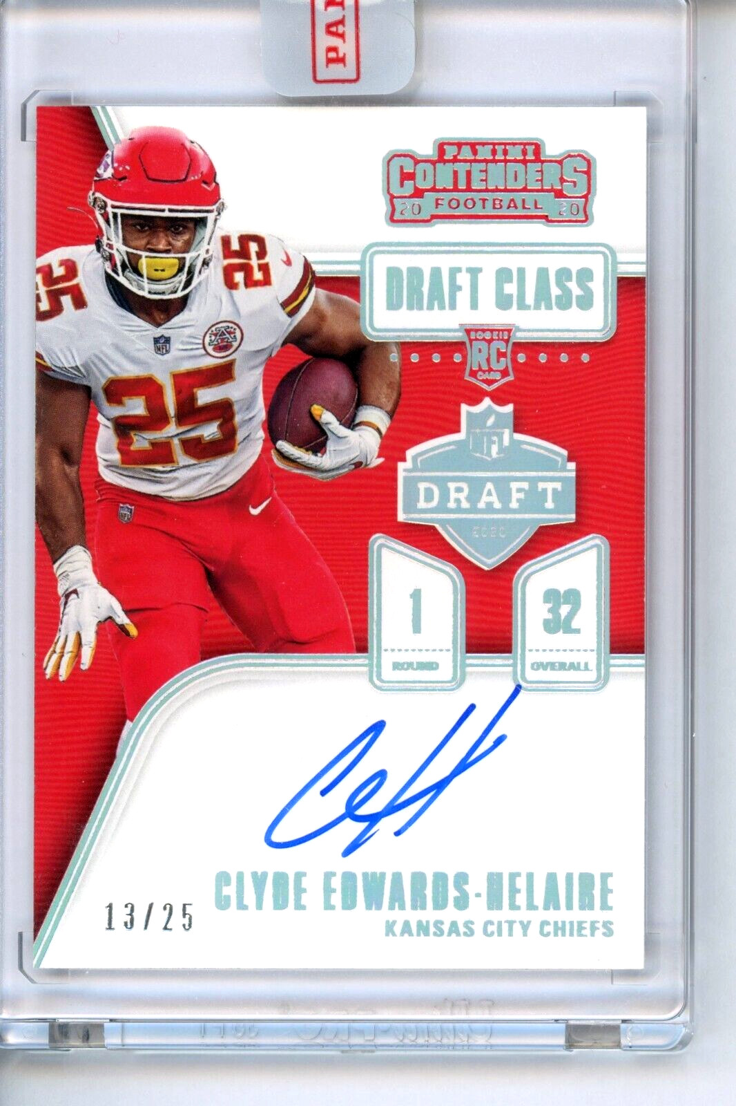 2020 Panini Contenders Draft Class Clyde Edwards Helaire On CARD  Auto RC 08/25