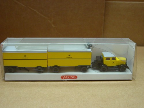 Camión WIKING 1/87 1:87 OH TRACTOR ALEMÁN POST AG CON 2 TRAIORS # 8540132 | Zustand: New