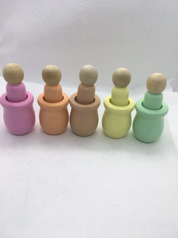 Peg Doll set wooden people Rainbow (colour matching, pastels) - Image 2 of 4