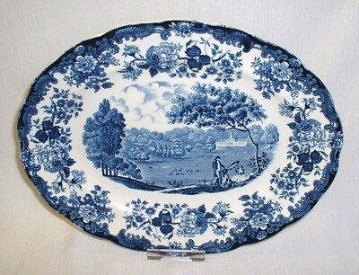 Royal Worcester PALISSY Avon Scenes BLAU ~ Platte oval 27,5 x 21,5 cm