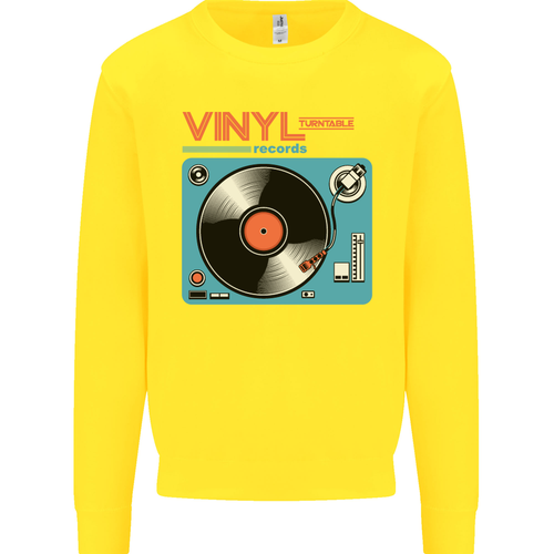 Retro Vinyl Records Turntable DJ Music Kids Sweatshirt Jumper - Picture 77 of 92