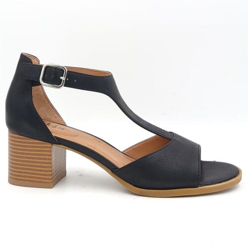 Style & Co Women Block Heel T-Strap Sandals Kendaall Size US 9M Black Smooth - Picture 2 of 6