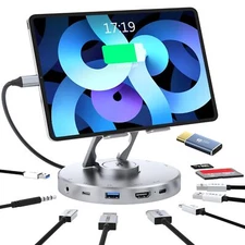 Foldable Stand 10 in 1 Laptop Docking Station iPad USB C Hub,Type-C Tablet St...