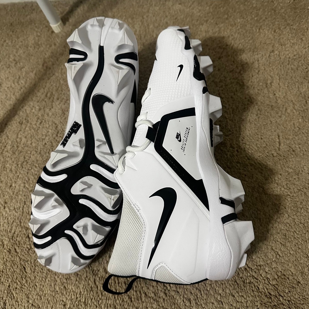Nike Alpha Menace 3 Shark Football White Black Shoes Cleats CV0582-100 Size 9.5 Size 9.5-Nike Alpha Menace 3 Shark Football Cleat WHITE  main image 4