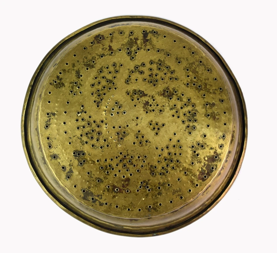 Ottone Indiano Colino Old Kitchen Utilità Grians/Impulsi / Grano Setaccio. - Immagine 4 di 4