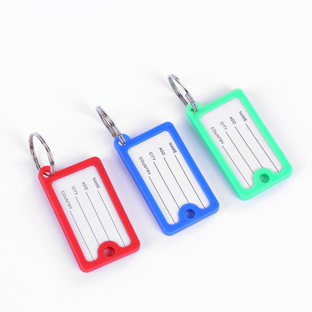 36Pcs Keychain Tags Plastic Key Labels Blank Name Tags Key Tags Paper