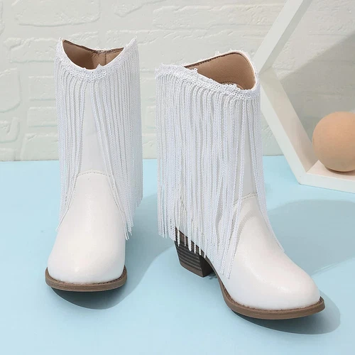 Girls Boots Autumn Winter Toddler Kids Princess Fashion Middle Calf Cowboys Boot - Imagen 12 de 30