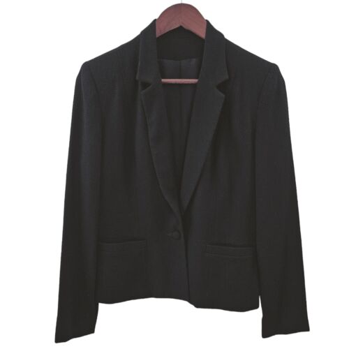Giacca blazer donna SUITS ME piccolo nero lana foderato monopetto vintage USA - Foto 3 di 7