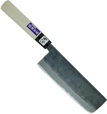 KANETSUNE Nakiri 165mm Blue Steel #2 Kodai-Kuro-Uchi Finish Magnolia Wood KC-437