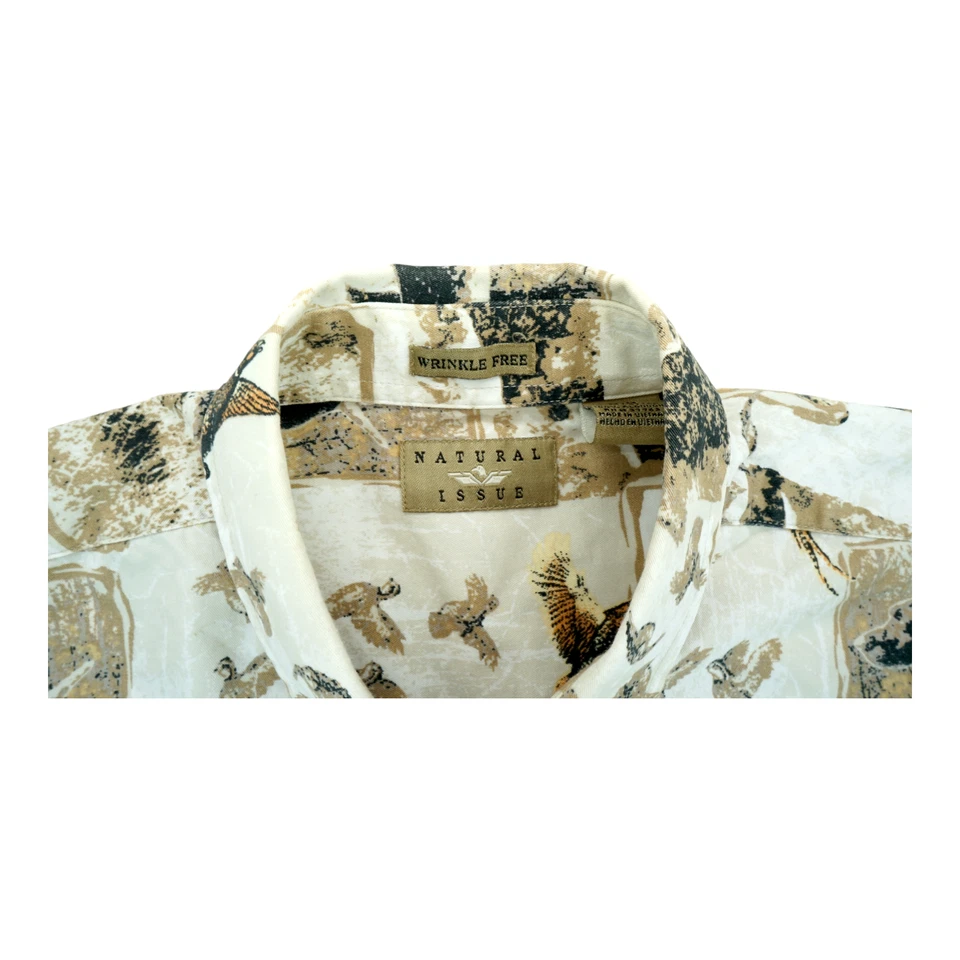 Natural Issue Button Up Shirt Adult Medium Tall Ivory Quail Hunt Dog Hunting - Image 4 of 4