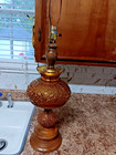 Vintage Fenton Table LAMP Daisy Button amber    — photo 2