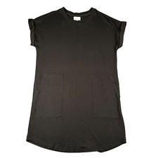 Lou & Grey Womens S Black SignatureSoft Pocket Shift Shirt Dress LOFT Pullover