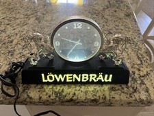 Vintage LOWENBRAU Beer 1981 ADVERTISING Bar LION MYSTERY CLOCK WORKING 