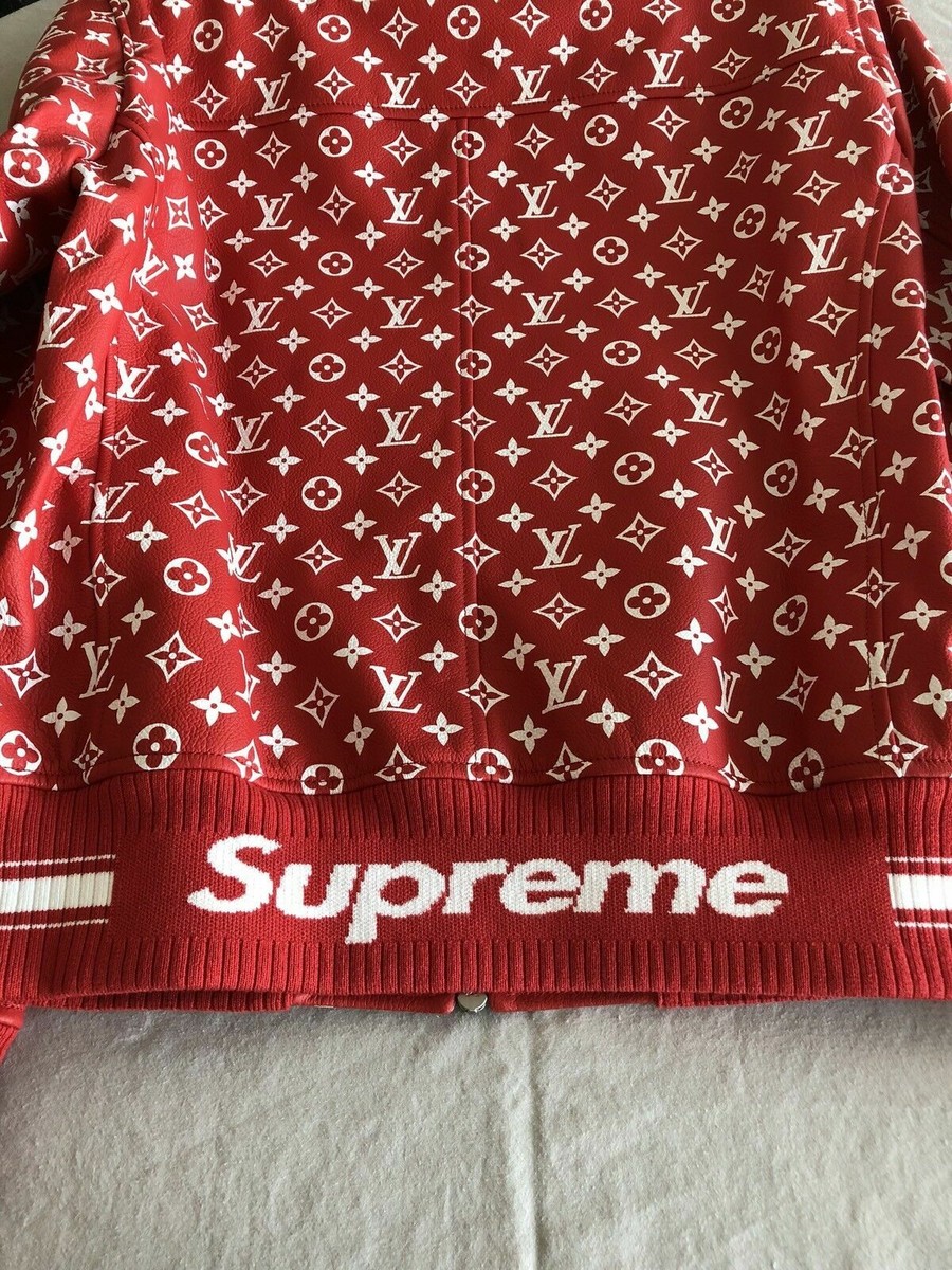 Supreme X Louis Vuitton Red Leather Blouson SKU 1A3FBJ Supreme X Louis Vuitton Red Leather Blouson SKU 1A3FBJ