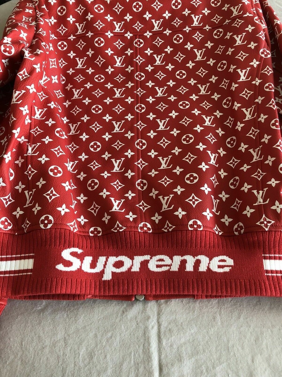 Supreme X Louis Vuitton Red Leather Blouson SKU 1A3FBJ Monogram