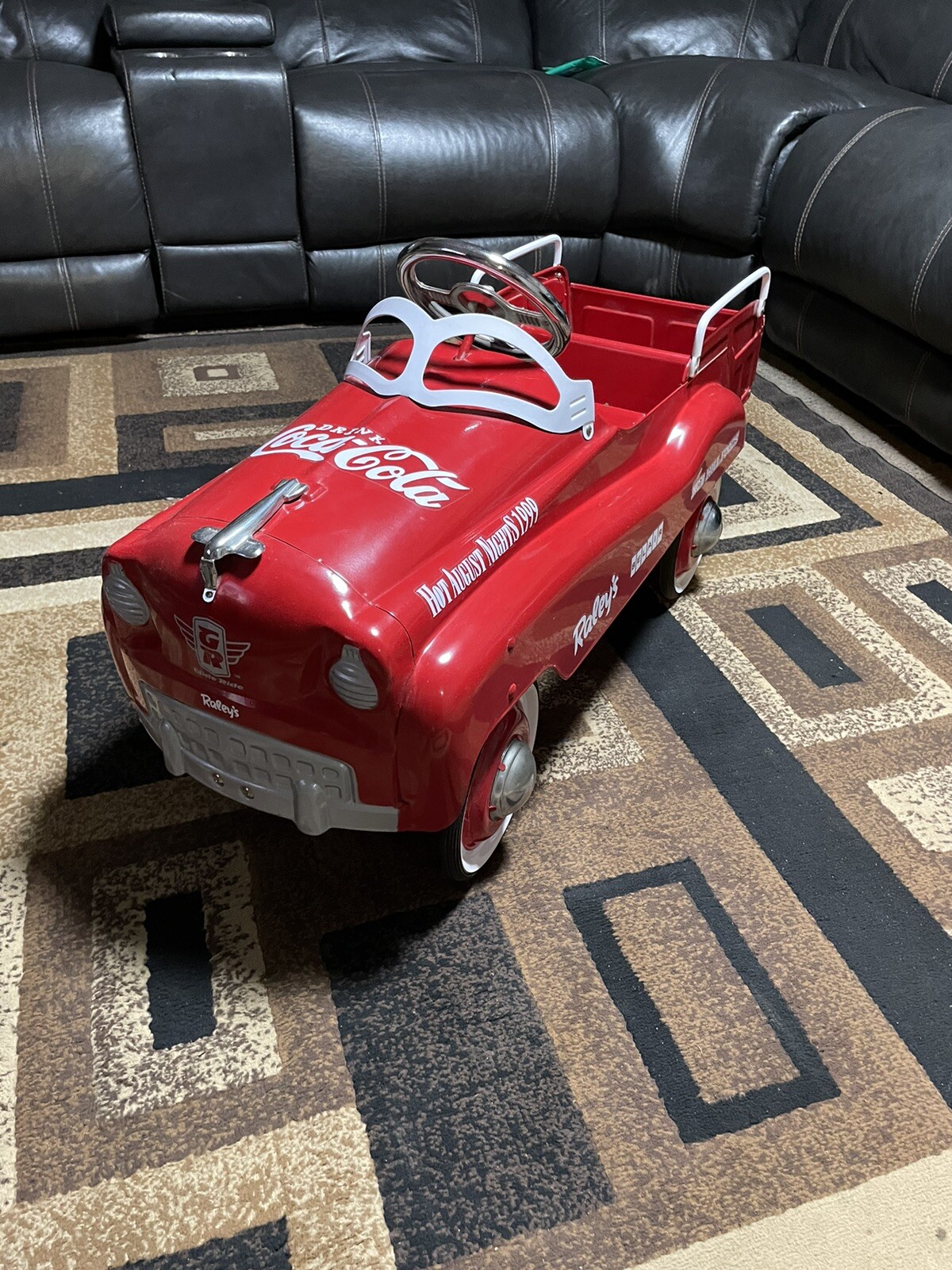 Vintage Hot August Nights 1999 Coca Cola Rallys Pedal Car Burns Novelty
