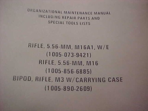 M16 MAINTENANCE MANUAL (TM 9-1005-249-20) 1971 DEPT ARMY - Picture 2 of 2