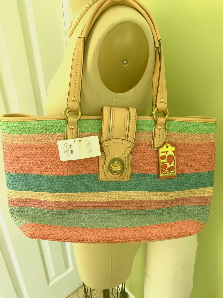 Coach woven tote cheap