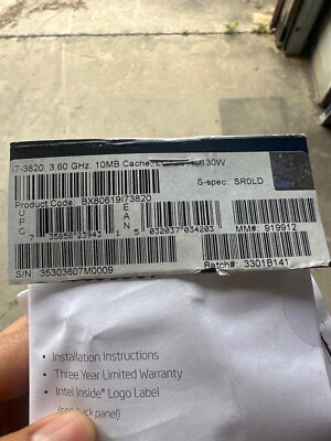 Intel Core i7-3820 3.6GHz 4-Core CPU Processor LGA2011 Socket ___ SR0LD