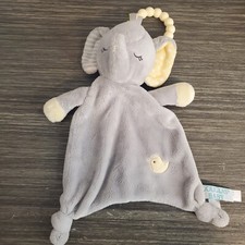 Douglas Baby Lovey Lil' Sshlumpie Teether Elephant Gray Yellow Lovie Knots EUC