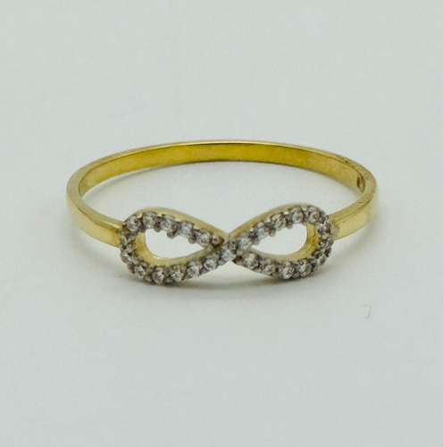 Solid 9ct Yellow Gold 0.10ct Diamond Infinity Stackable Ring Simulated J to S - Picture 5 of 8