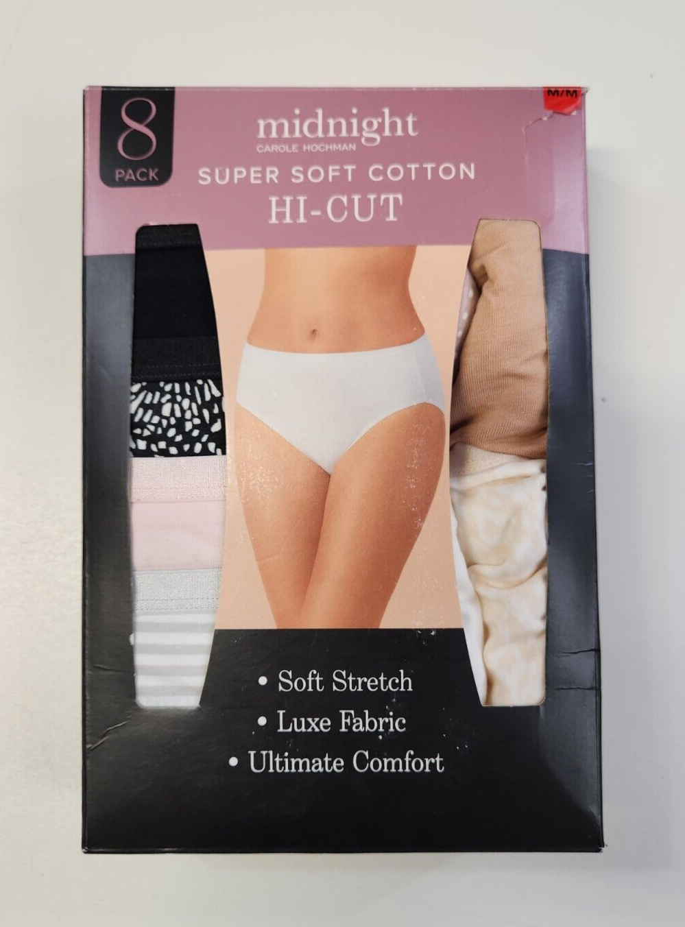 CAROLE HOCHMAN Women's 8 Pack Hi-Cut Underwear Size Medium M Soft Cotton  NIB