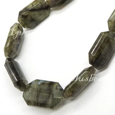 18x28mm Dark Greenish Gray Labradorite Faceted Octagon 16" Long Strand 14pcs