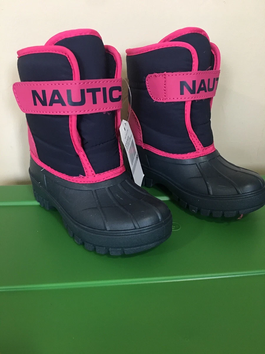 Nautica NS-83 Albermarle Weather Snow Rain Boots Blue Pink Girls 10 NEW |