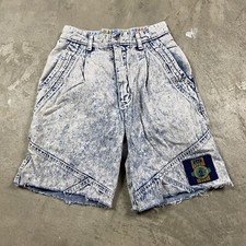Vintage 90s Acid Wash Denim Jean Shorts Lee Youth Size 12 Pleated Cut Off