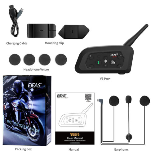 EJEAS V6 Pro+ Intercomunicador Casco Moto Mejorado Sistema de Intercom Moto 3X - Imagen 2 de 15