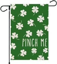 St. Patrick's Day Garden Flag 12x18 Green Shamrock Leaf Clover Irish Pinch Me