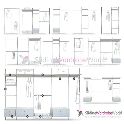 SpacePro Aura Steel Wardrobe Interior Bedroom Storage - All Sizes - White Wood