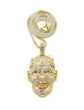 Hip Hop Stone Filled Knight King Pendant Box,Cuban,Rope Chain Necklace XZP405