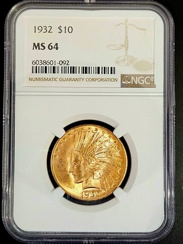 NGC MS64 1932 Indian $10 Gold Eagle 0.4838 Oz Gold US Coin 6038601-092