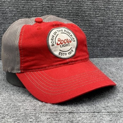 Coors Light Hat Cap Snap Back Red Gray Mesh Trucker Patch Beer Advertising Mens