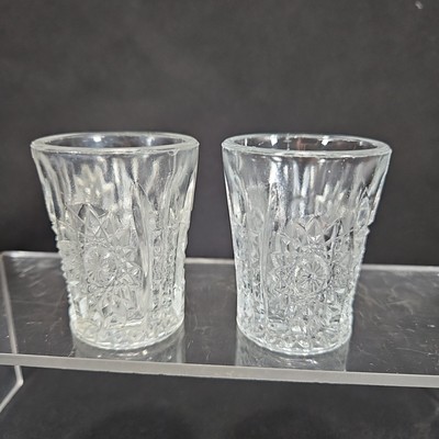 Indiana Glass Oval Star Pattern #300 Child's Toy Lemonade Tumbler Set of 2