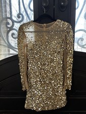 Sherri Hill Gold & Champagne Beaded Mini Dress Size 4 New