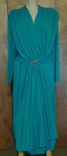 Vintage Henry Lee Chiffon Wrap Dress w/Rhinestones Belt, Sz. M; EXC 