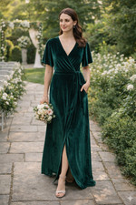 NWT Baltic Born Womens Meghan Velvet Maxi Dress Sz M Emerald Green Wedding Prom