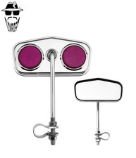 2x ORIGINAL LOWRIDER Diamond Chrome Bicycle Mirror Dual Purple Reflector Cruiser